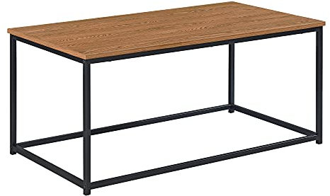 [en.casa] Couchtisch Esbjerg 100x55x45cm Beistelltisch Wohnzimmertisch Sofatisch Gestell aus Eisen Dunkler Holzton