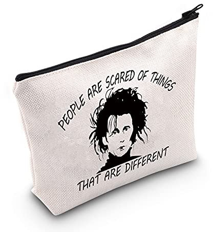 G2TUP Edward Kosmetiktasche mit Scherenhänden, inspiriert von der Aufschrift „People Are Scared of Things That Are Different“ von Tim Burton Fan-Kosmetiktasche mit Reißverschluss