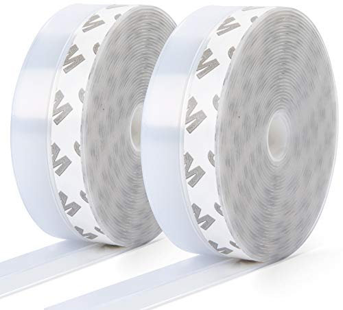 10m×35mm 2 Pack Bande D'étanchéité en Silicone, Miciler Joint de Portes et fenêtres Auto-adhésif, Transparent Joint de Fond de Porte pour Anti-poussière, Résistant aux Intempéries, Insonorisant - 10m