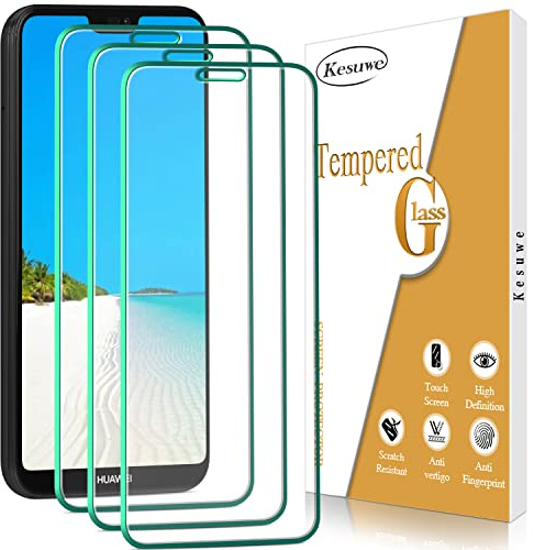 Kesuwe [3 Piezas] Protector de Pantalla para Huawei P20 Lite, Cristal Templado Dureza 9H, Antiarañazos, Antihuella, Sin Burbujas, Fácil de Instalar