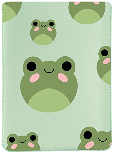 MAYCARI Cute Frog Painting Laptop Sleeve Bag 12-13 inch, Slim Light Weight Fuax Leather Protective Computer Cover Compatible with iPad 12.9 MacBook Pro 13(2016-2020) MacBook Air 13(2018-2020)