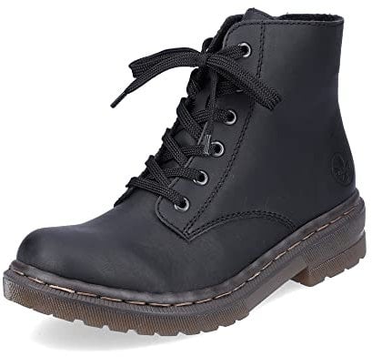 Rieker Damen Schnürstiefel 78240, Frauen Stiefel,Boots,Winterstiefel,Winterschuhe,uebergangsstiefel,uebergangsschuhe,schwarz (00),38 EU / 5 UK