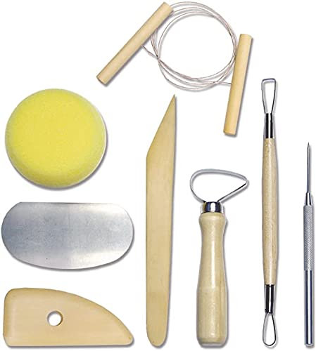 Keramik-Werkzeug-Set,8 PCS Ton-Modellierwerkzeug Holz und Metall Ton-Modellierwerkzeug-Set Skulptur Schnitzwerkzeuge für Ton Wachs Obst Holzschnitzerei Car