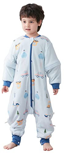 Chilsuessy Baby Winter Schlafsack 2.5 Tog extra weich Strampelsack mit Beinen Gefüttert Schlafanzug Abnehmbare Ärmel Schlafsäcke für Säugling Kleinkind, Stadtauto, XXL/Babyhöhe 115-125cm