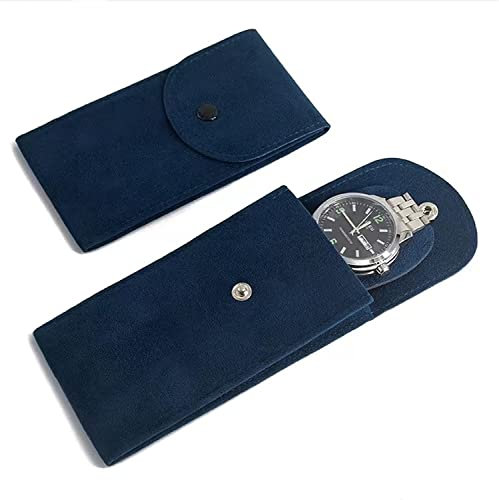xianshengle Uhrentasche, Uhrenrolle, Uhren-Reiseetui für Männer und Frauen, tragbare Samt-Uhrentasche, Uhrenaufbewahrungstasche und Organizer, schützende Uhrenbox, Tasche mit (2 Stück Blau)