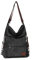 TANTOMI Damen Rucksack-Handtasche 2 in 1, Schwarz, 42 cm, Hobo, Convertierbar, Canvas, 3 Taschen, 9.7 Zoll, 0.74 kg, Erwachsene, Casual Everyday, Damen, Utility, Reißverschluss, Alle Jahreszeiten