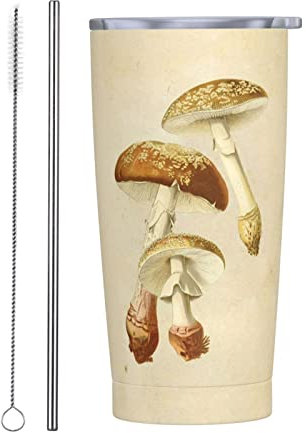 KIDINN Tasse vintage en acier inoxydable avec imprimé champignons comestibles - Tasse à café isotherme de voyage pour maman, papa, cadeau de Saint-Valentin