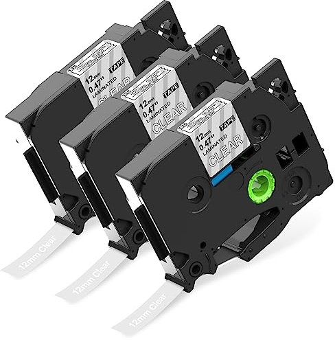3x MarkField Kompatible Laminiert 12mm 0.47 Schriftband als Ersatz für Brother P-Touch TZ TZe-135 Weiß auf Klar Bänder für PT-H105 H107 H101C H100LB/R 1000 1250 D200 E110 Cube, White on Clear