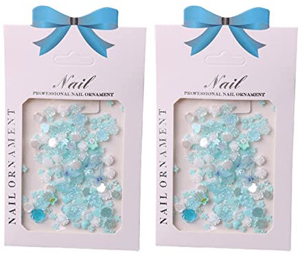 Remorui Nail Art Rhinestone Resin Rhinestone 3D Rose Flower Nail Charm Nail Design Easy Paste Blue