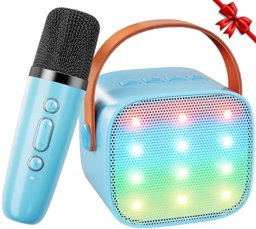 Karaoke Machine Kids Mini Karaoke Machine 2 Microphones for Kids and Adults, Kids Karaoke Machine for Girls with Voice Changer, Gifts Girls Toys for Boy 3 4 5 6 7 8 9 10+ Years (Blue)