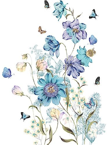 Wandsticker Kinderzimmer,Wandtattoo Federn Blumen und Schmetterlinge Katze und Schmetterling Walfisch für Babyzimmer Mädchenzimmer Wohnzimmer Schlafzimmer Deko (Blumen und Schmetterlinge 30x90cm)