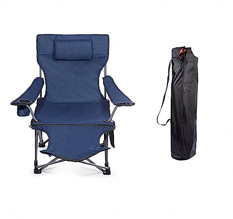 VIDECOR Klappbarer Campingstuhl, Professioneller Angelstuhl, Hoher Leichter Klappbarer Strandstuhl, Mehrzweck-Liegestuhl, Günstiger Camping-Carpfishing-Stuhl,Blue