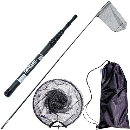 Fairiland Telescopic Fishing Net Long Handle Extendable Landing Net Large Carbon Handle Fishing Net Quick Dry Fish Landing Net (2.45M/8FT), FA20N02