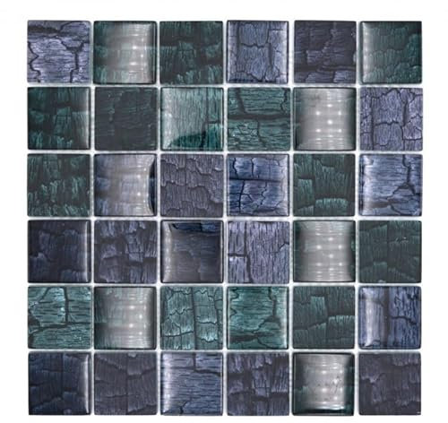Mosaïque en verre Mosaïque en verre noir brillant aspect floral carrelage mur cuisine carrelage miroir salle de bain paroi douche MOS88-59P_f