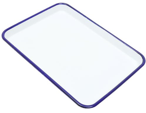 BESTonZON Baking Plate Jewelry Plate Non-Stick Oven Pan Jelly Pan - Oven Tray Ceramic Baking Tray Food Baking Pan Food Serving Tray Pancake Baking Tray White Nostalgia Enamel Pizza Plate