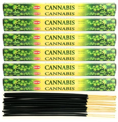 6X Räucherstäbchen Hem Verschiedene Düfte | Insgesamt 120 Sticks (Cannabis)