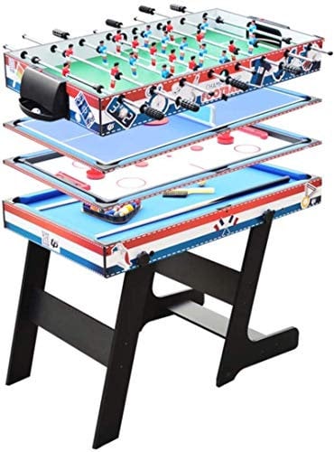 NOALED Multi-Spieltisch, 4-in-1-Kombi-Spieltisch mit Kicker-Billard, Tischfußball-Billard-Tischspiel für die Familiennacht-Heimparty