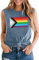 Pride Tank Top FüR Damen LGBT Regenbogen Flag Muster Shirt Gay Pride Month Oberteile (Blau-a,XXL)