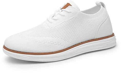 Bruno Marc Zapatos de Cordones Transpirables Zapatillas de Vestir Oxfords Clásico Formales Derby para Hombre Verano Casuales,Size 43.5,Blanco,GRAND-01