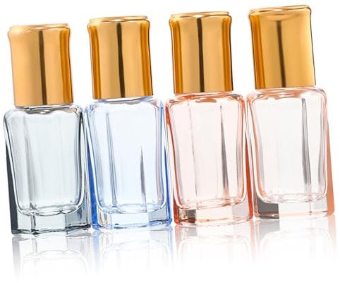 MAGICLULU 4pcs Small Glass Roller Bottles Gold Roller Ball Caps for Essential Oil Perfume Body Oil Use in Travel Home