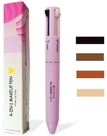 EONFAVE 4-in-1 Makeup Pen, Eyeliner, Brow Liner, Lip Liner & Highlighter Stift, Wasserfester Multifunktionaler Kosmetikstift für Augenbrauen, Eyeliner, Lippenkonturen und Highlighter (02) (02Gold)