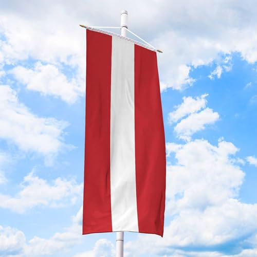 Österreich Flagge 120 x 300 cm - für Fahnenmast, Österreichfahne aus reißfestem Fahnen-Polyester-Stoff, Bannerfahne wetterfest und UV-beständig