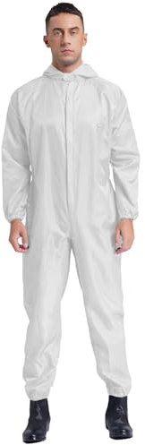 ranrann Unisexe Combinaison de Travail Antistatique Anti-poussière Combinaison Complet de Protection Techinicien Ouvrier d’atelier Peinture Aérosol Blanc XL
