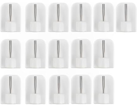 SUJEBKC 16 Pezzi Ganci Per Tende Senza Bucare,Per Finestra Gancio Autoadesivo Per Bastone Supporto Adesivo Per Bacchette Per Tendine Autoadesivi Senza Trapano Uso Domestico