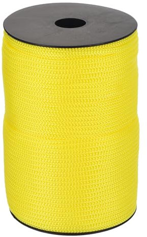 Sourcing Map Cuerda de polipropileno de 4 mm, cable trenzado amarillo de 100 m para tendedero, camping, senderismo, actividades al aire libre