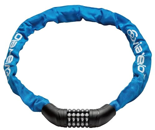 Via Velo Bike Chain Lock, 5-Digit Resettable Combination Heavy Duty Anti-Theft Bicycle Lock, 2.95 Ft Security Bike Locks for Scooter, Motorcycle, Gate, Fence, Valuables Etc(Blue)