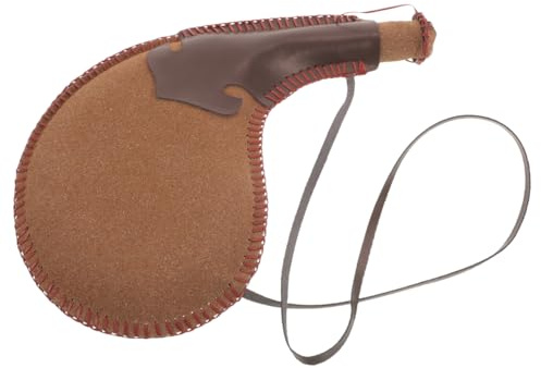 Cabilock Leather Water Canteen, Traditional Ancient Design Portable Water Carrier, Eco-Friendly Sealing Drinks Storage Bladder Bag for Outdoor Activities, Coffee Color
