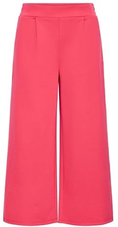 ICHI IHKATE SUS Wide PA Damen Hose Stoffhose mit Stretch gerader Schnitt Elastikbund Crop Länge, Größe:XL, Farbe:Bright Rose (181945)