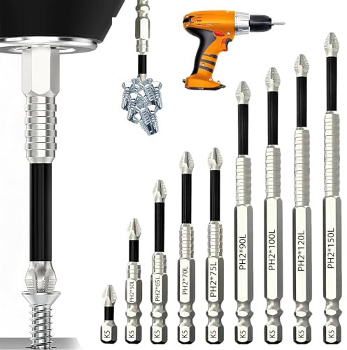 9 Piezas Juego de Brocas Set Destornilladores, Puntas Atornillador Magnetic, High Magnetic Screwdriver Drill Bit Set, Destornilladores Antideslizantes Puntas Phillips para Taladro Eléctrico