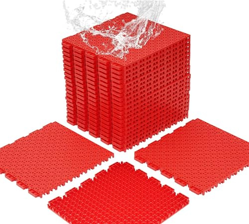 jxgzyy Basketballplatz-Fliesen, 1,6 cm dick, ineinandergreifende Sportplatz-Fliesen, rutschfeste PP-tragbare Drainagematte für Tennisplatz, Abflussdeck, Pool, Terrasse, Garage, 24 Stück