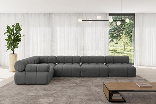 ALTDECOR Modulares Sofa Ecksofa in L-Form Corner modular Sofa Eckcouch Couch Wohnlandschaft Cauchsofa Polstersofa Mende-L3-380x190x70 cm Dunkelgrau