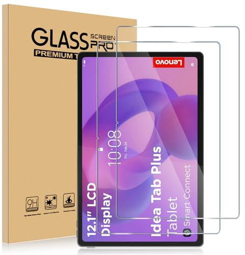 ELYCO Pellicola Protettiva Compatibile con Lenovo Idea Tab Plus 12.1 Pollici, 2 Pezzi 9H Durezza Anti Graffio Vetro Temperato, Ultra HD Senza Bolle Anti-Impronta Pellicola Protezione