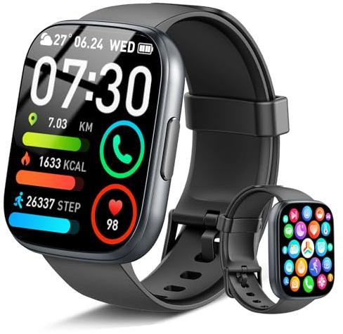 Smartwatch Uomo Donna Chiamate Bluetooth, Orologio Smart Watch con Display LCD 1.95, Contapassi/Sonno/Cardiofrequenzimetro, Impermeabil IP68 112 modalità Fitness, Fitness Tracker per Android iOS
