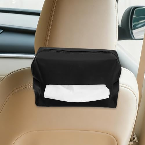 sourcing map Car Tissue Holder, PVC Leather Premium Car Tissue Box Backseat Napkin Box Case Sun Visor Napkin Holder for Vehicle Interior Accessories, Black
