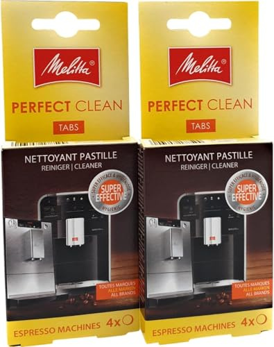 Reinigungstabletten für Kaffeevollautomaten – 2er Vorteilspack (8 Tabs) – kompatibel mit Melitta Perfect Clean System und Modellen wie Caffeo Solo, Barista, CI, Passione, Purista, Varianza