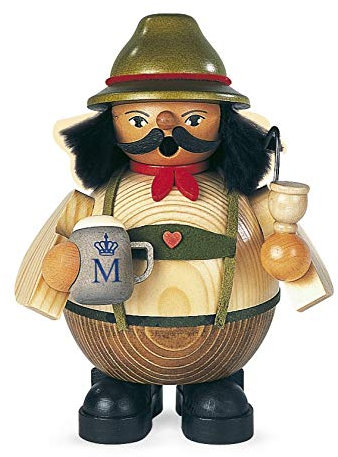 Mueller Räuchermann Bayer auf dem Oktoberfest, 14 cm hoch, original Erzgebirge Seiffen