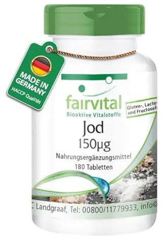 Fairvital | Iodio 150µg - da Ioduro di Potassio - 180 Compresse - Altamente dosato