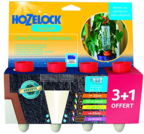 HOZELOCK - Système d'Arrosage Goutte-à-Goutte Autonome Aquasolo - Taille XL (X4) : Arrosage d'Absence, Idéal pour Plante en Pot, Jardinière, Fleurs et Potager, Cône Rouge en Céramique [2719 3465]
