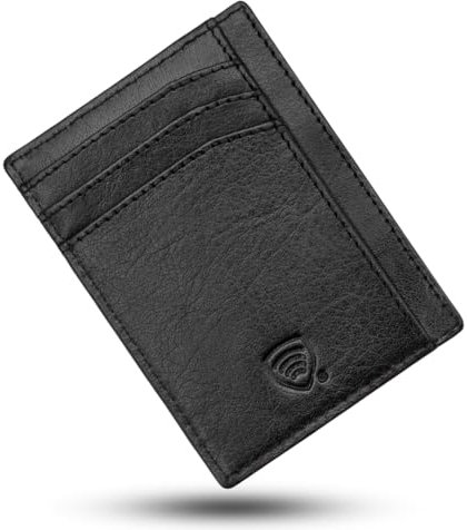 KORUMA RFID schutzhülle kreditkarten Blocker - kartenetui RFID Geldbeutel Herren - 100% schwarz Leder - TAP&GO™ Funktion - Geschenkkarton - handgemachte (KUK-63SNBBL)