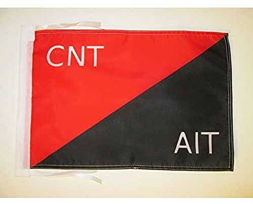 BANDERA de la MILICIA CONFEDERAL DE LA CNT-FAI 45x30cm - BANDERINA MOVIMIENTO LIBERTARIO DE ESPAÑA 30 x 45 cm cordeles - AZ FLAG
