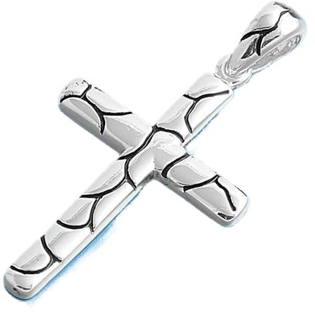 Kleine Schätze - Sterling Silber Kieselstein Kreuz Anhänger