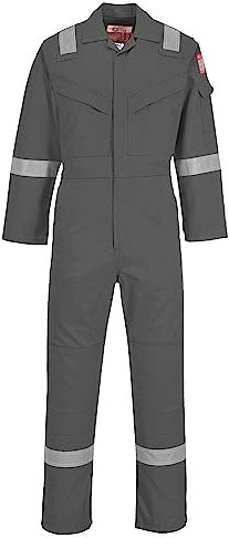 Portwest FR21 Men's Lightweight Fireproof Overalls Flame Resistant Anti-Static Welding Coverall Boiler Suit Grey, X-Large