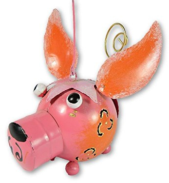 Pig Hanging Metal Tea Light Candle Holders with Sturdy Hook - Outdoor/Indoor Garden Ornaments - Handmade & Hand-Painted Metal Decor - Unique Gift Idea - Ideal for Trees, Patios, Porches