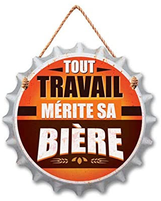 STC - Plaque en bois en forme de capsule à suspendre - Bière - Petit