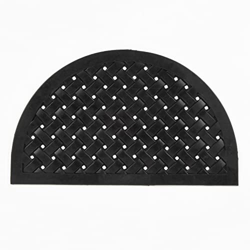 MUD STOPPER | Rubber Lattice Door Mat | Durable Outdoor Entrance Mat | Non-Slip Waterproof Doormat for Outdoor Use | Efficient Dirt Scraper | 45 x 75cm Half-Moon