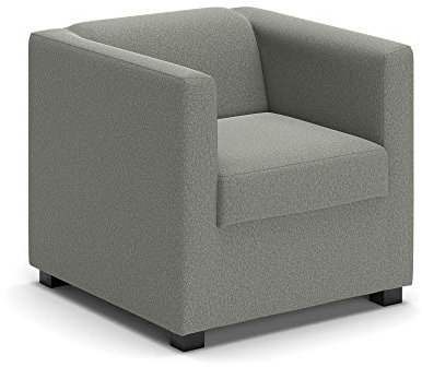 DOMO. collection Sessel Solo FK, kleiner Retro-Sessel mit Armlehnen und Federkern, Polstersessel, Cocktailsessel, Loungesessel, 73 x 75 x 69 cm (BxTxH), Webstoff in silber-grau